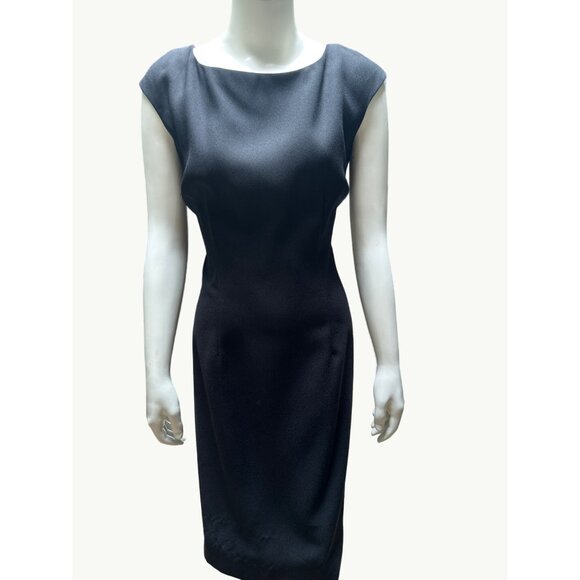 Clues Collections Basic Black Midi Sleeveless Cocktail Dress Acetate Lining 10 - Picture 1 of 9